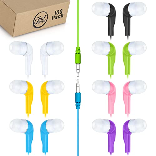 100 Pack of in-Ear EarBuds, Wired and great for Kids, Mixed Colors (Europe)