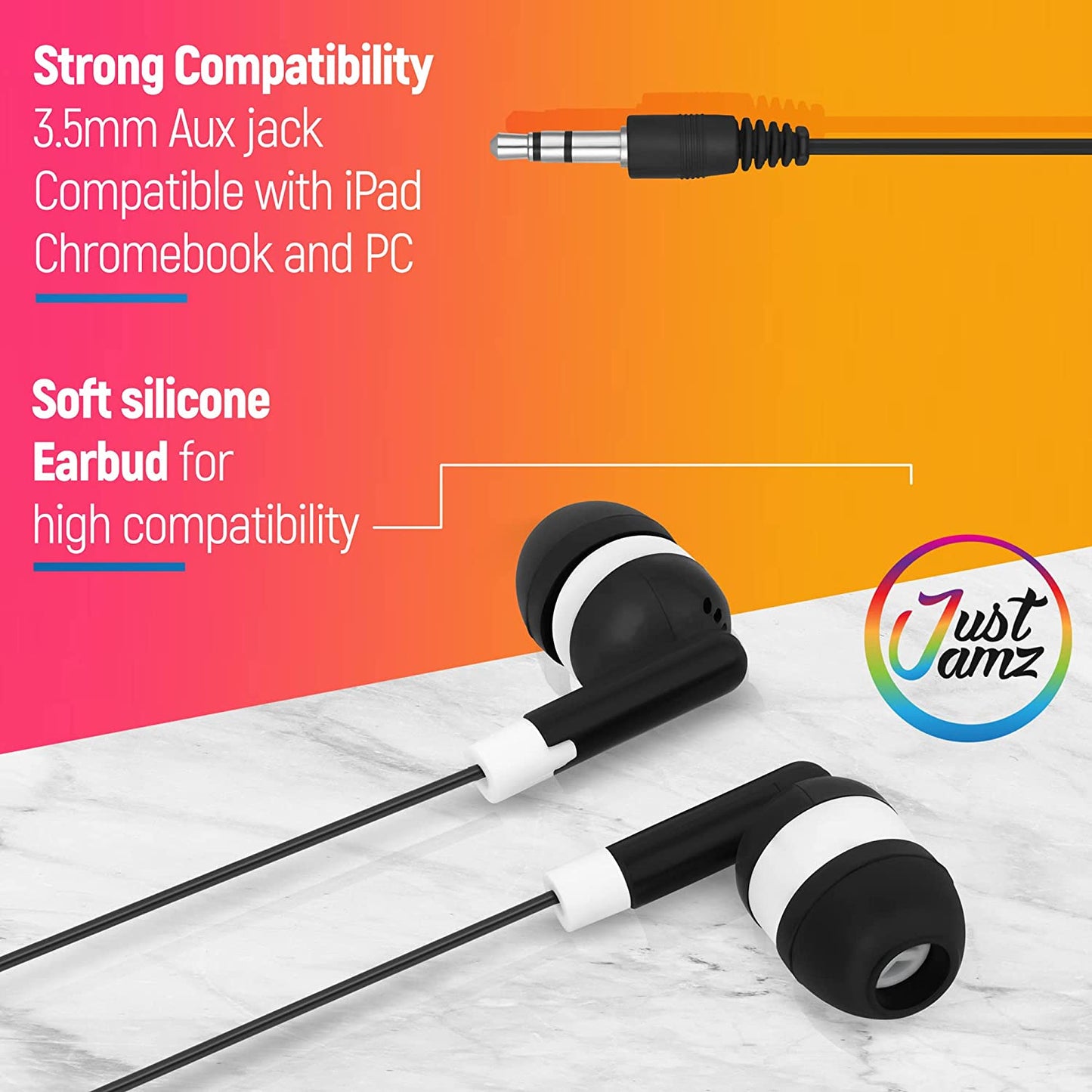 1000 Pack of Basic Dot Earphones, Black