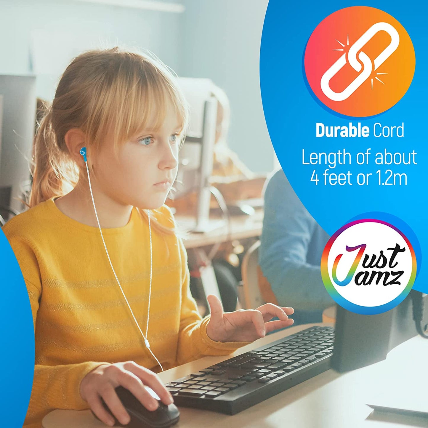 10 Pack of JustJamz Bubbles, Colorful in-Ear Earbuds, Assorted Colors