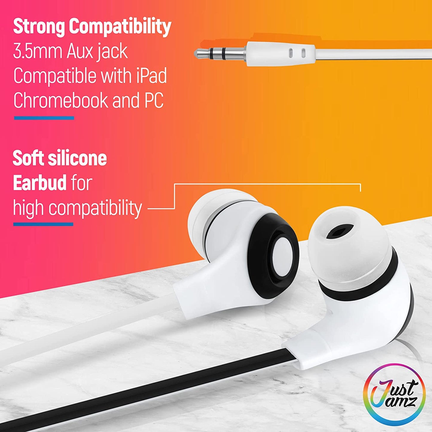30 Pack of Basic Black and white Simple Disposable Earbuds