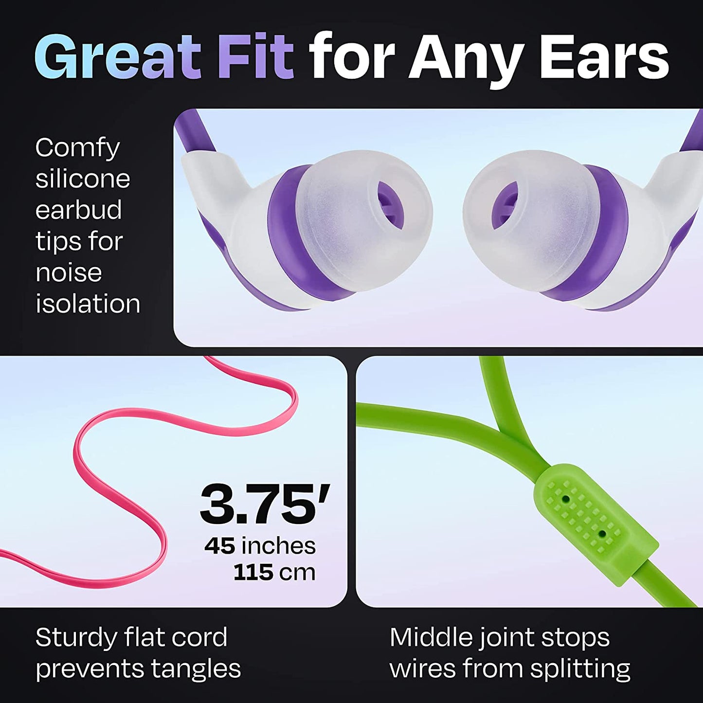 Multipack of 100 Colorful Wired Quality Earbuds (United States)