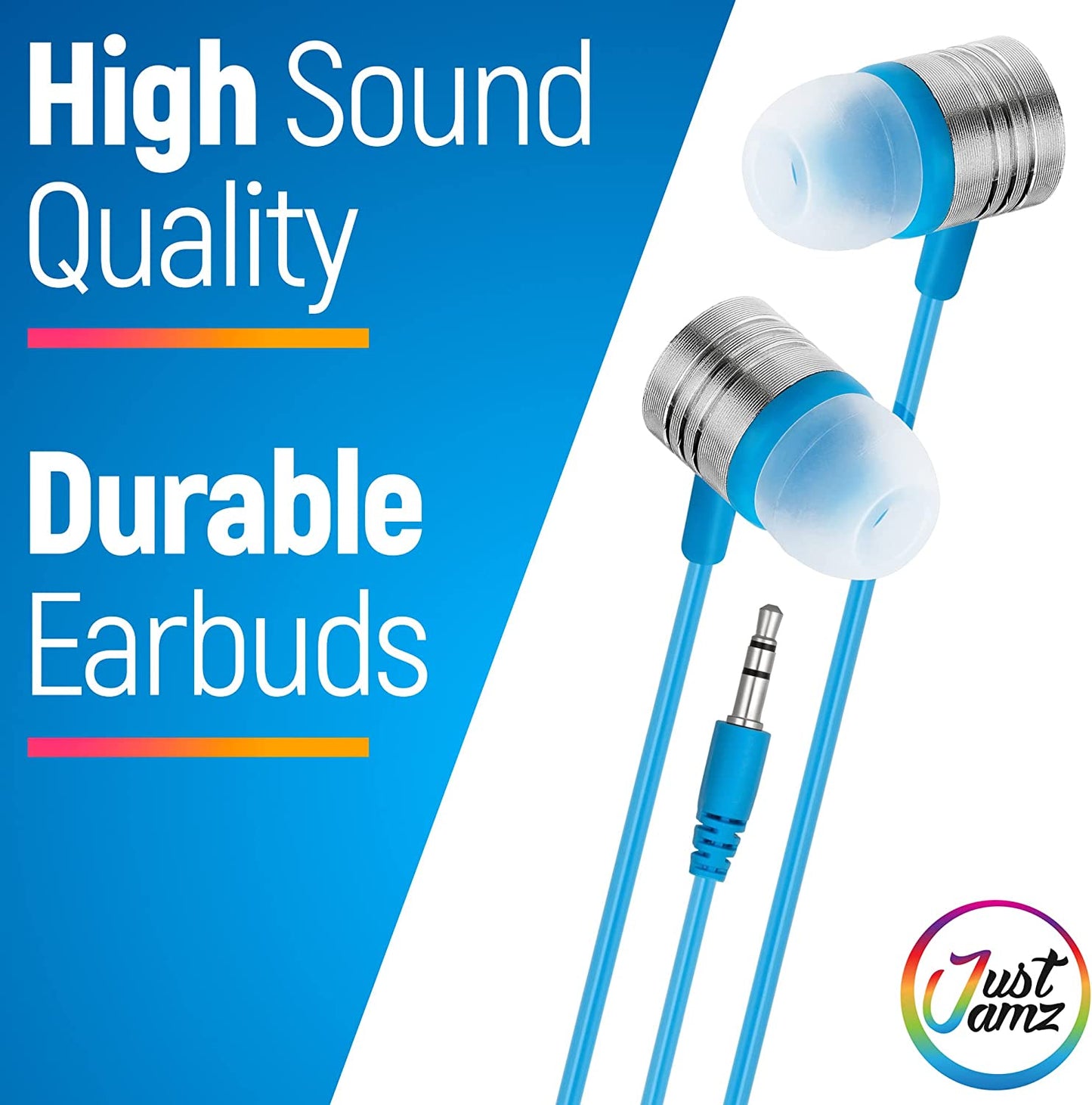 30 Pack of JustJamz Jelly Matte Colorful in-Ear Earbuds