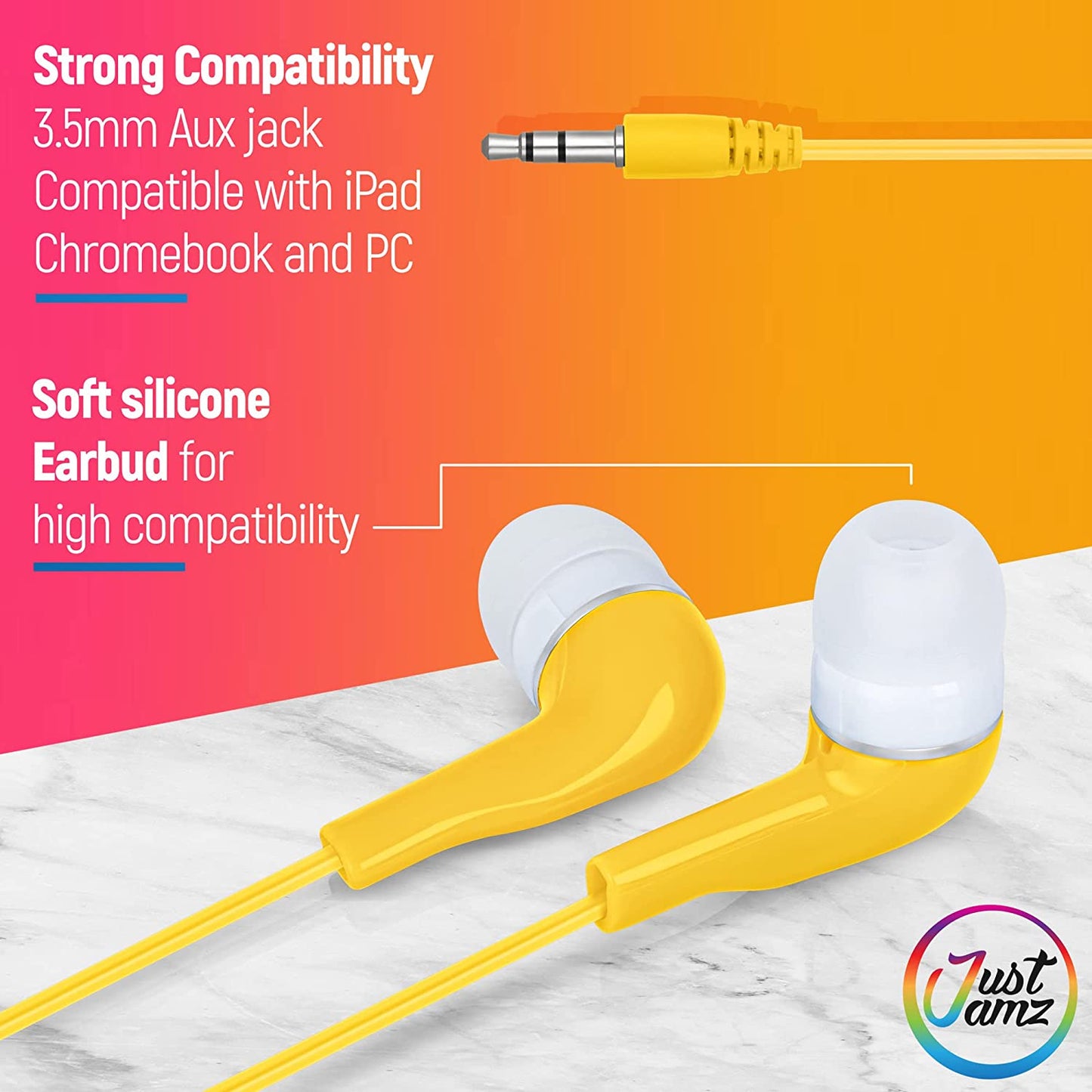 100 Pack of in-Ear EarBuds, Wired and great for Kids, Mixed Colors (Europe)