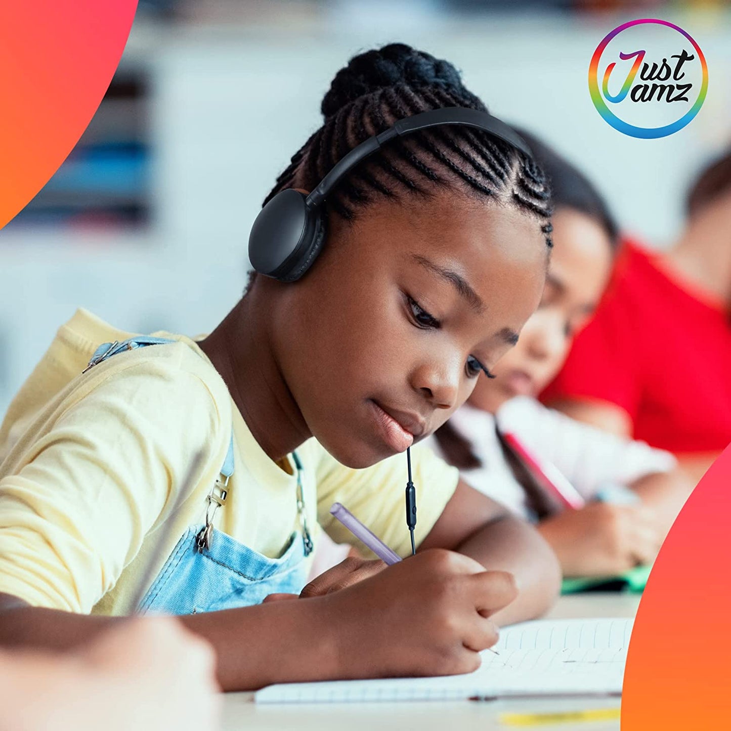 JustJamz® Headphones | 10 Pack | Wholesale Bulk Headphones | Headphones with Microphone | Bulk Over-Ear Headphones with Mic | Foldable with Soft Leather Cushion | HQ Stereo Sound 3.5mm Jack (Black)