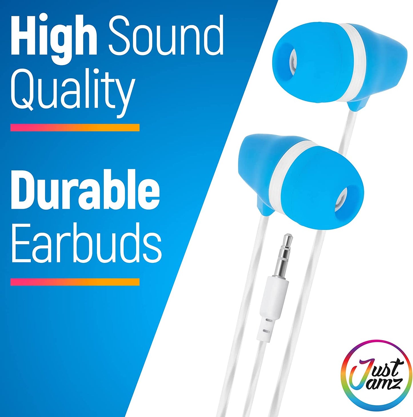 30 Pack of JustJamz Bubbles, Colorful in-Ear Earbuds, Assorted Colors (Europe)