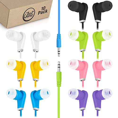 10 Pack of in-Ear EarBuds, Wired and great for Kids, Mixed Colors