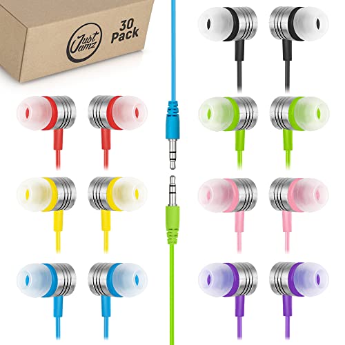 30 Pack of JustJamz Jelly Matte Colorful in-Ear Earbuds