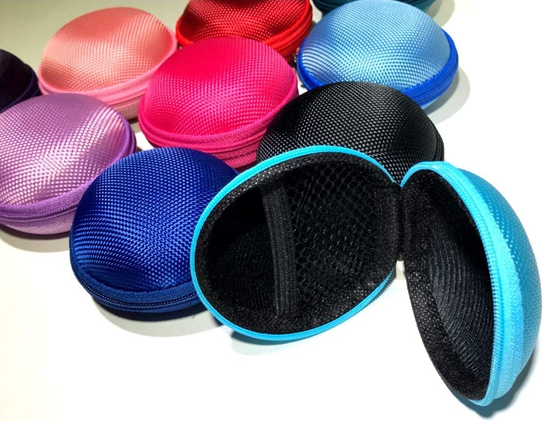 JustJamz® | Round Earbuds Case | 10 Pack | Protective Earphones Case | Earbuds Circular Carry Pouch | Protect Your Earbuds | Assorted Colors | Multi-Functional Storage Case