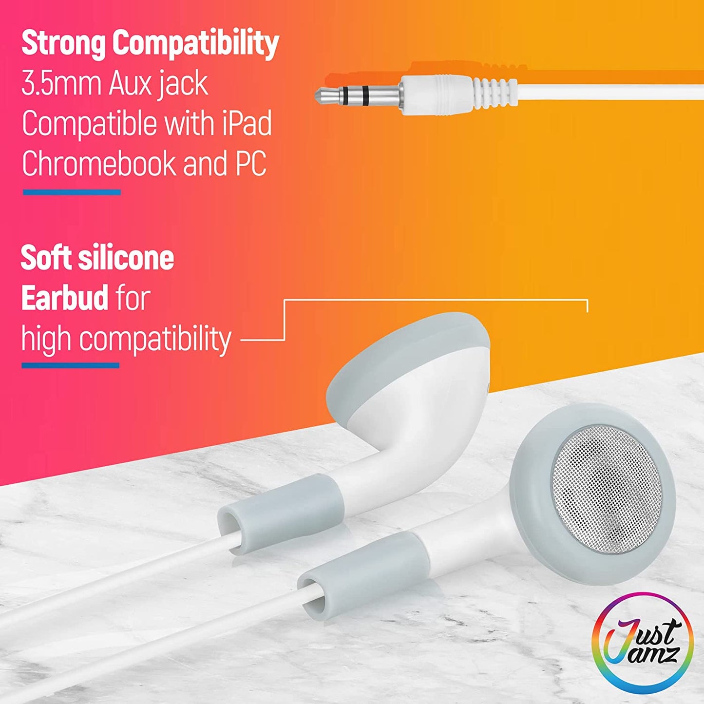 100 Pack of Simple White Earphones