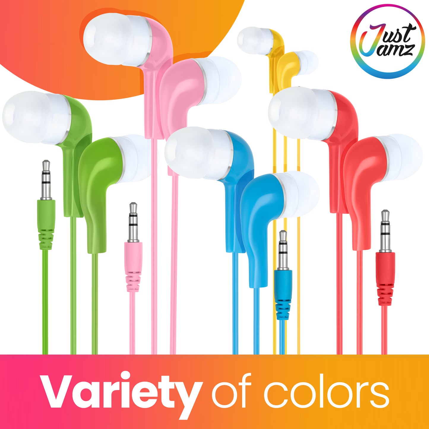 1000 of JustJamz Jelly Roll Colorful in-Ear Earbuds